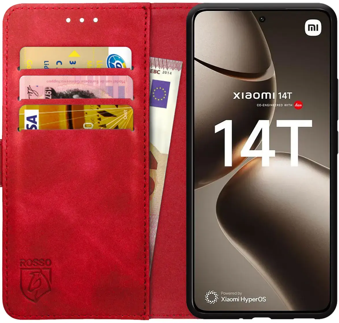 Rosso Element Xiaomi 14T Hoesje Book Case Wallet Rood afbeelding 1