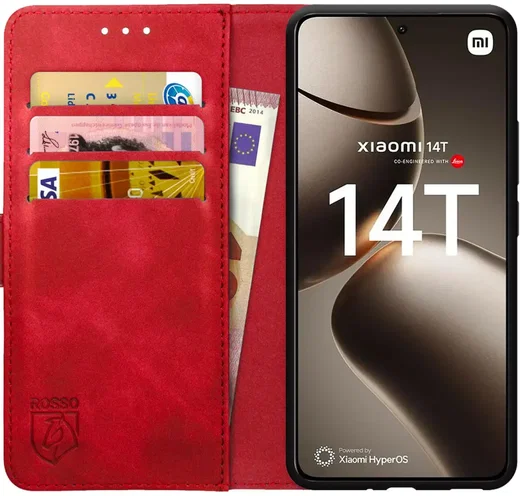 Rosso Element Xiaomi 14T Hoesje Book Case Wallet Rood afbeelding 1