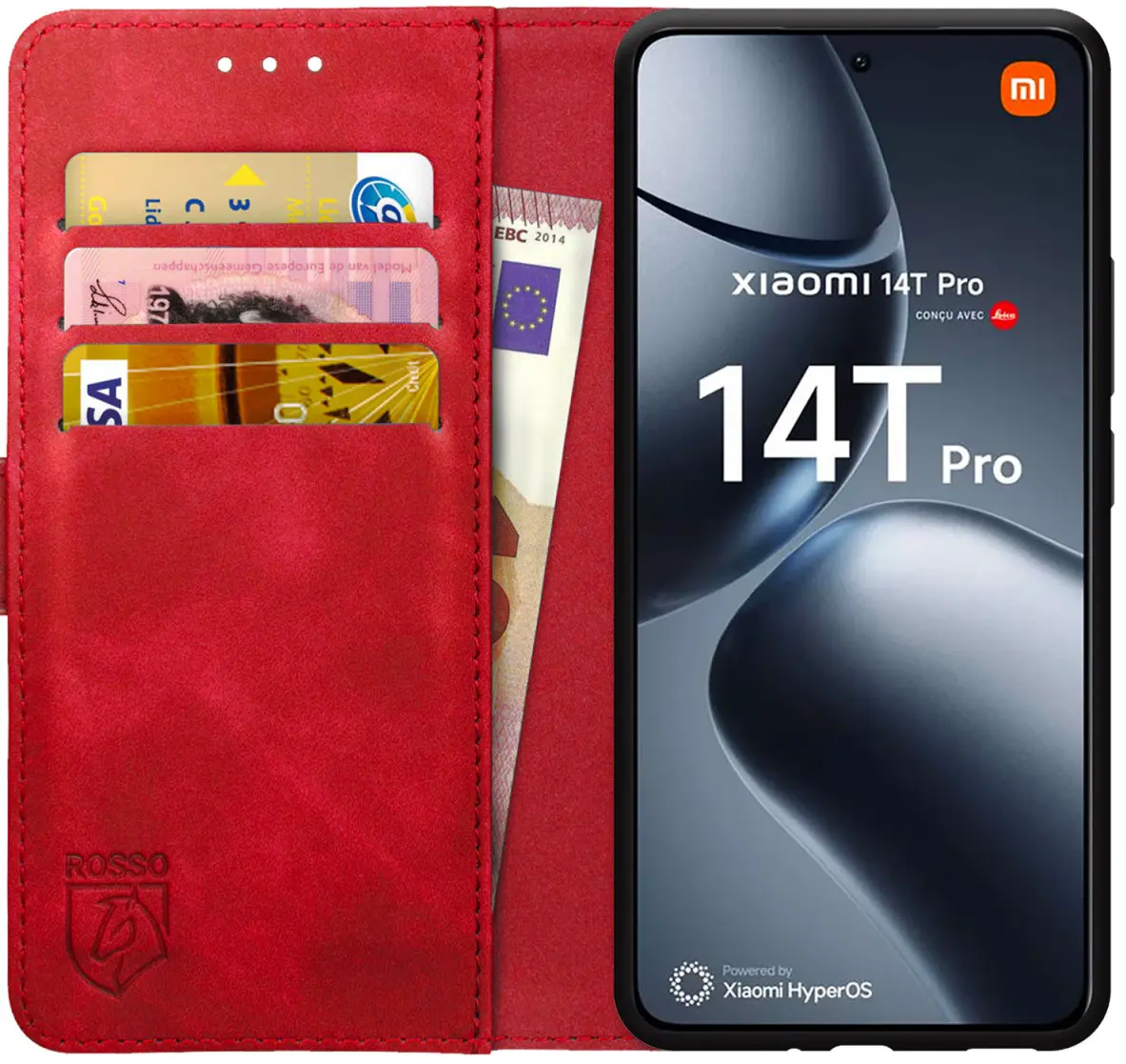 Rosso Element Xiaomi 14T Pro Hoesje Book Case Wallet Rood afbeelding 1