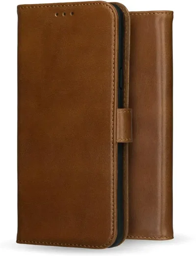 Rosso Deluxe Samsung Galaxy A56 Hoesje Echt Leer Book Case Bruin afbeelding 12