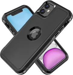 Apple iPhone 11 / XR Hoesje Dual-Layer Hybride Back Cover met MagSafe Zwart afbeelding