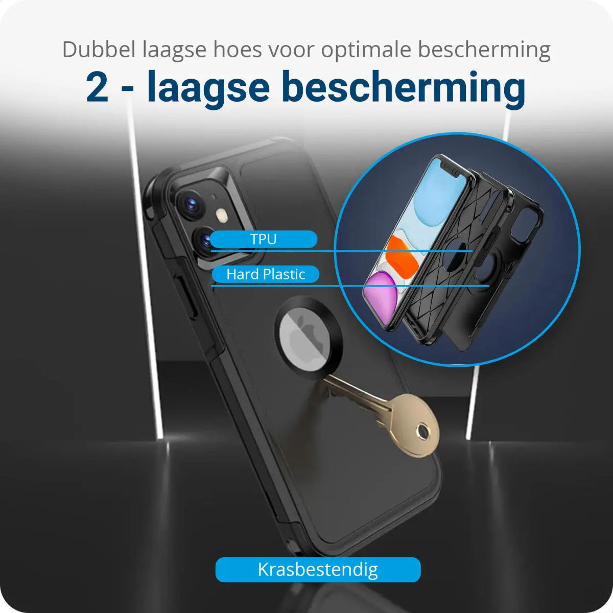 Apple iPhone 11 / XR Hoesje Dual-Layer Hybride Back Cover met MagSafe Zwart afbeelding 3