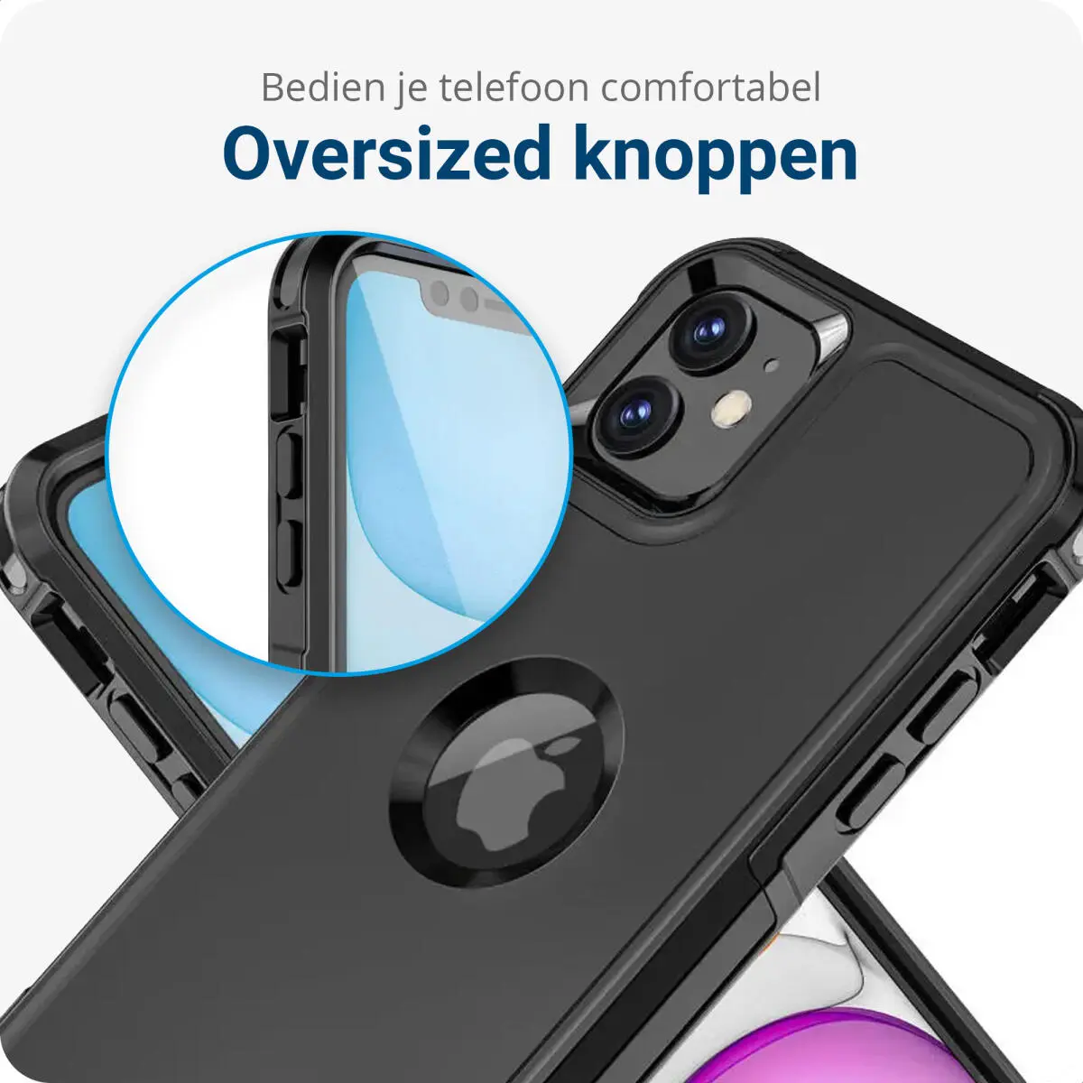 Apple iPhone 11 / XR Hoesje Dual-Layer Hybride Back Cover met MagSafe Zwart afbeelding 4