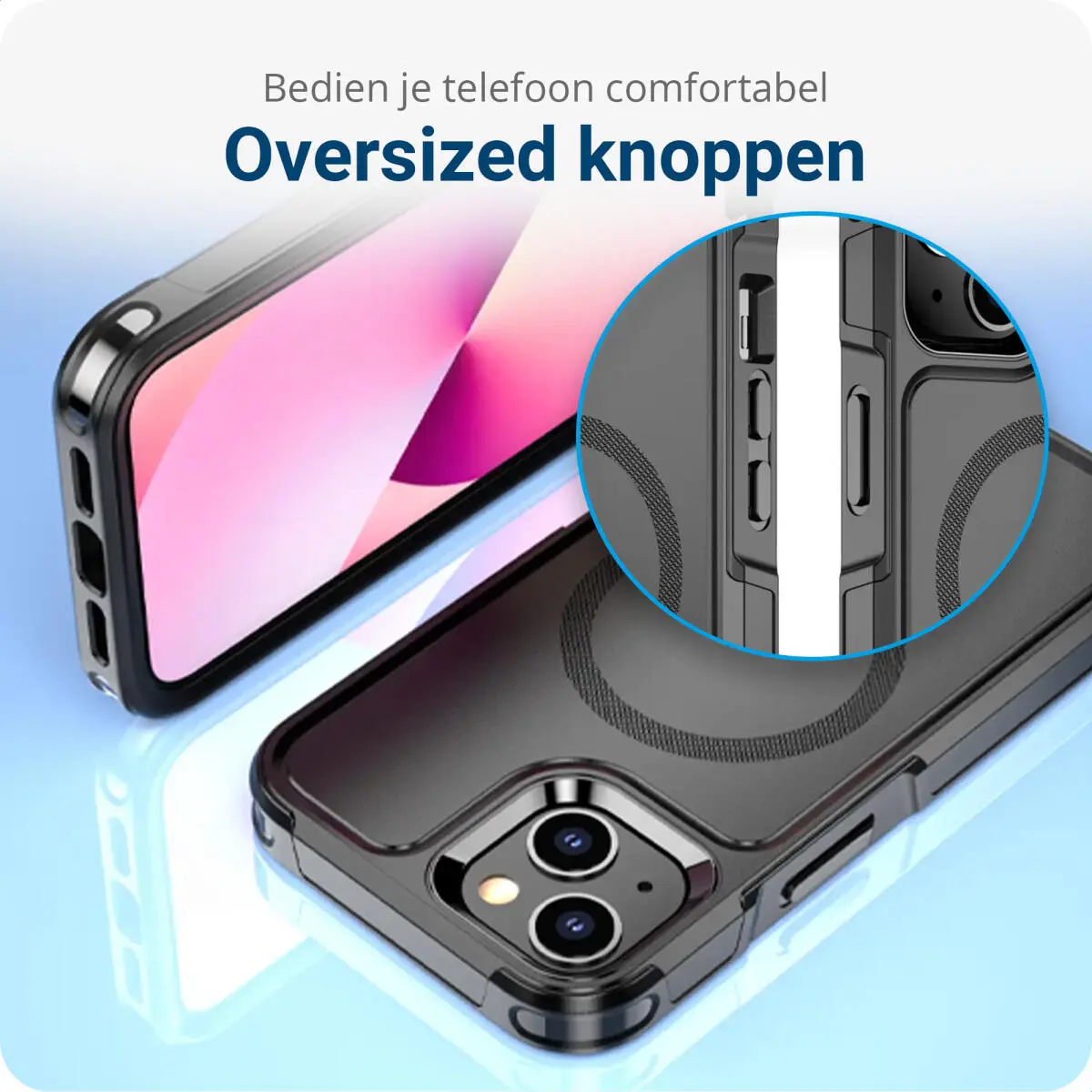 Apple iPhone 12 / 12 Pro Hoesje Dual-Layer Hybride Back Cover met MagSafe Zwart afbeelding 7