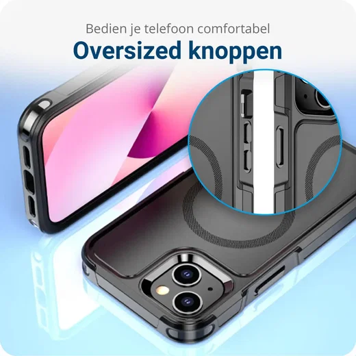 Apple iPhone 12 / 12 Pro Hoesje Dual-Layer Hybride Back Cover met MagSafe Zwart afbeelding 7