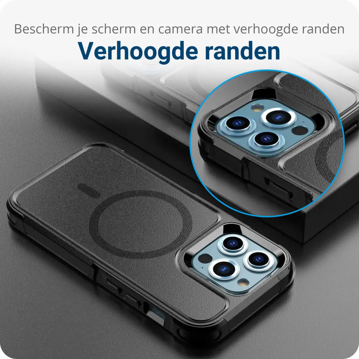 Apple iPhone 12 / 12 Pro Hoesje Dual-Layer Hybride Back Cover met MagSafe Zwart afbeelding 6
