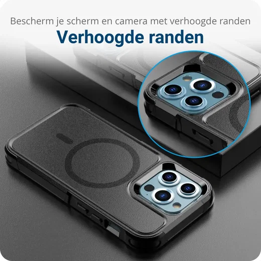 Apple iPhone 12 / 12 Pro Hoesje Dual-Layer Hybride Back Cover met MagSafe Zwart afbeelding 6