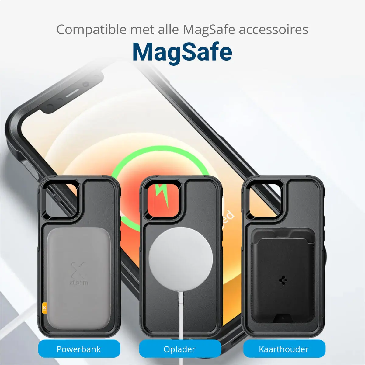 Apple iPhone 12 / 12 Pro Hoesje Dual-Layer Hybride Back Cover met MagSafe Zwart afbeelding 8