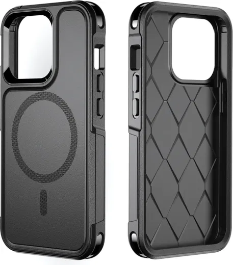 Apple iPhone 13 Pro Hoesje Dual-Layer Hybride Back Cover met MagSafe Zwart afbeelding 7