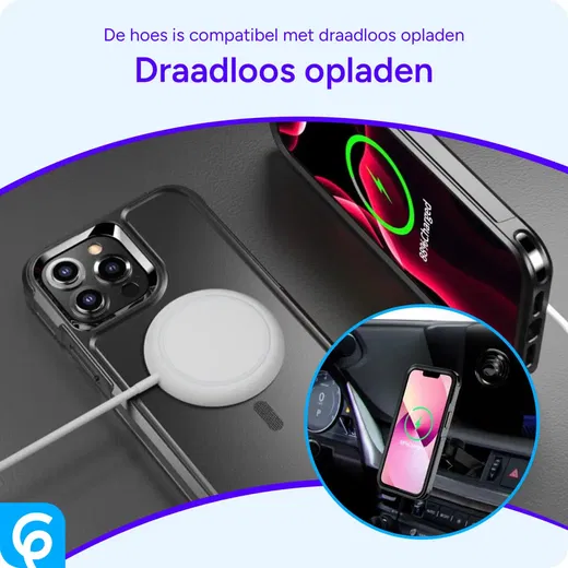 Apple iPhone 13 Pro Hoesje Dual-Layer Hybride Back Cover met MagSafe Zwart afbeelding 2