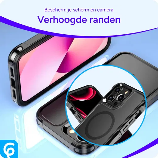 Apple iPhone 13 Pro Hoesje Dual-Layer Hybride Back Cover met MagSafe Zwart afbeelding 3