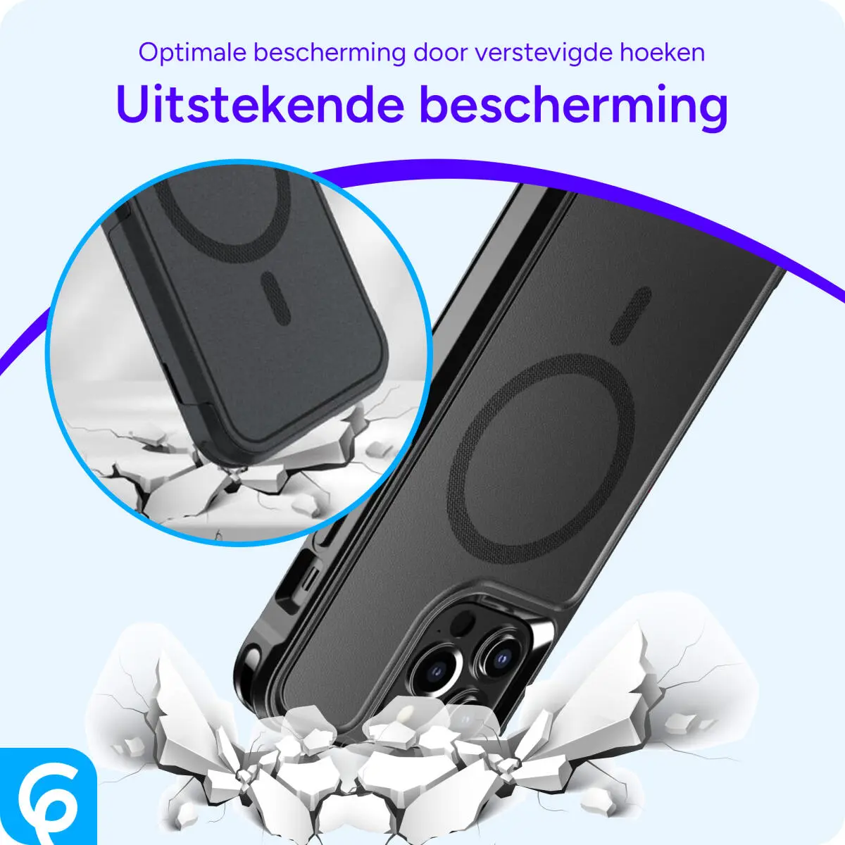 Apple iPhone 13 Pro Hoesje Dual-Layer Hybride Back Cover met MagSafe Zwart afbeelding 4