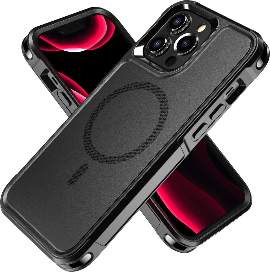 Apple iPhone 13 Pro Max Hoesje Dual-Layer Hybride Back Cover met MagSafe Zwart afbeelding 1