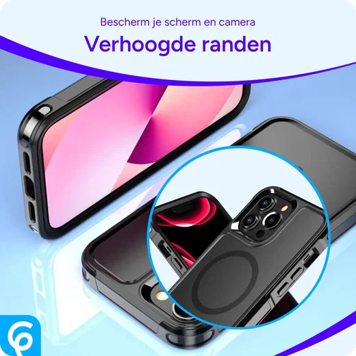 Apple iPhone 13 Pro Max Hoesje Dual-Layer Hybride Back Cover met MagSafe Zwart afbeelding 4