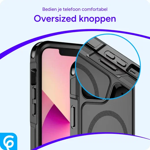 Apple iPhone 13 Pro Max Hoesje Dual-Layer Hybride Back Cover met MagSafe Zwart afbeelding 7