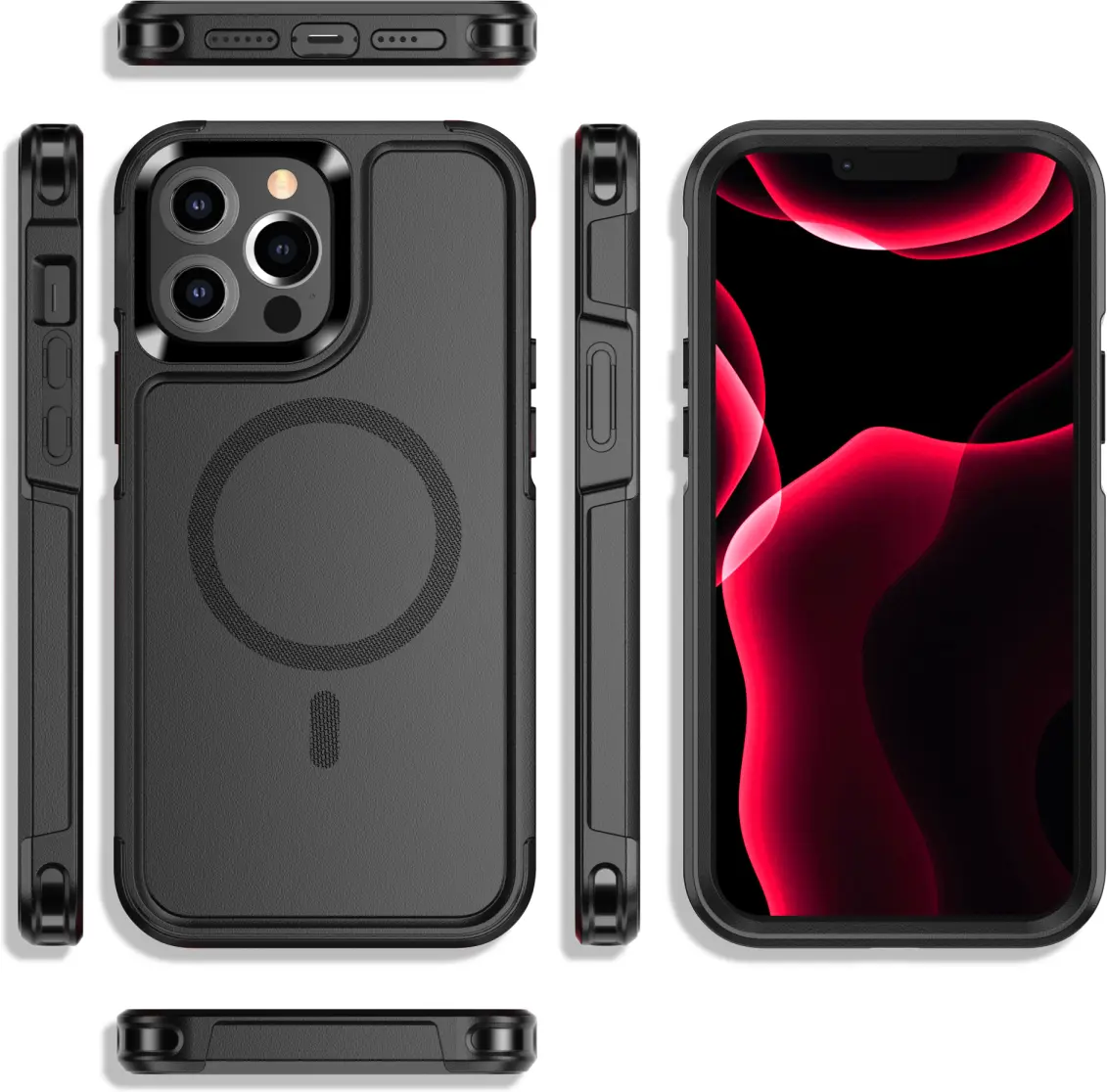 Apple iPhone 13 Pro Max Hoesje Dual-Layer Hybride Back Cover met MagSafe Zwart afbeelding 9
