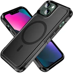 Apple iPhone 14 Hoesje Dual-Layer Hybride Back Cover met MagSafe Zwart afbeelding