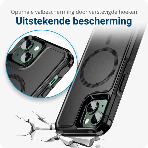 Apple iPhone 14 Hoesje Dual-Layer Hybride Back Cover met MagSafe Zwart afbeelding 2