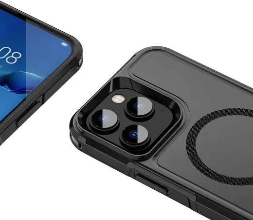 Apple iPhone 14 Pro Hoesje Dual-Layer Hybride Back Cover met MagSafe Zwart afbeelding 9