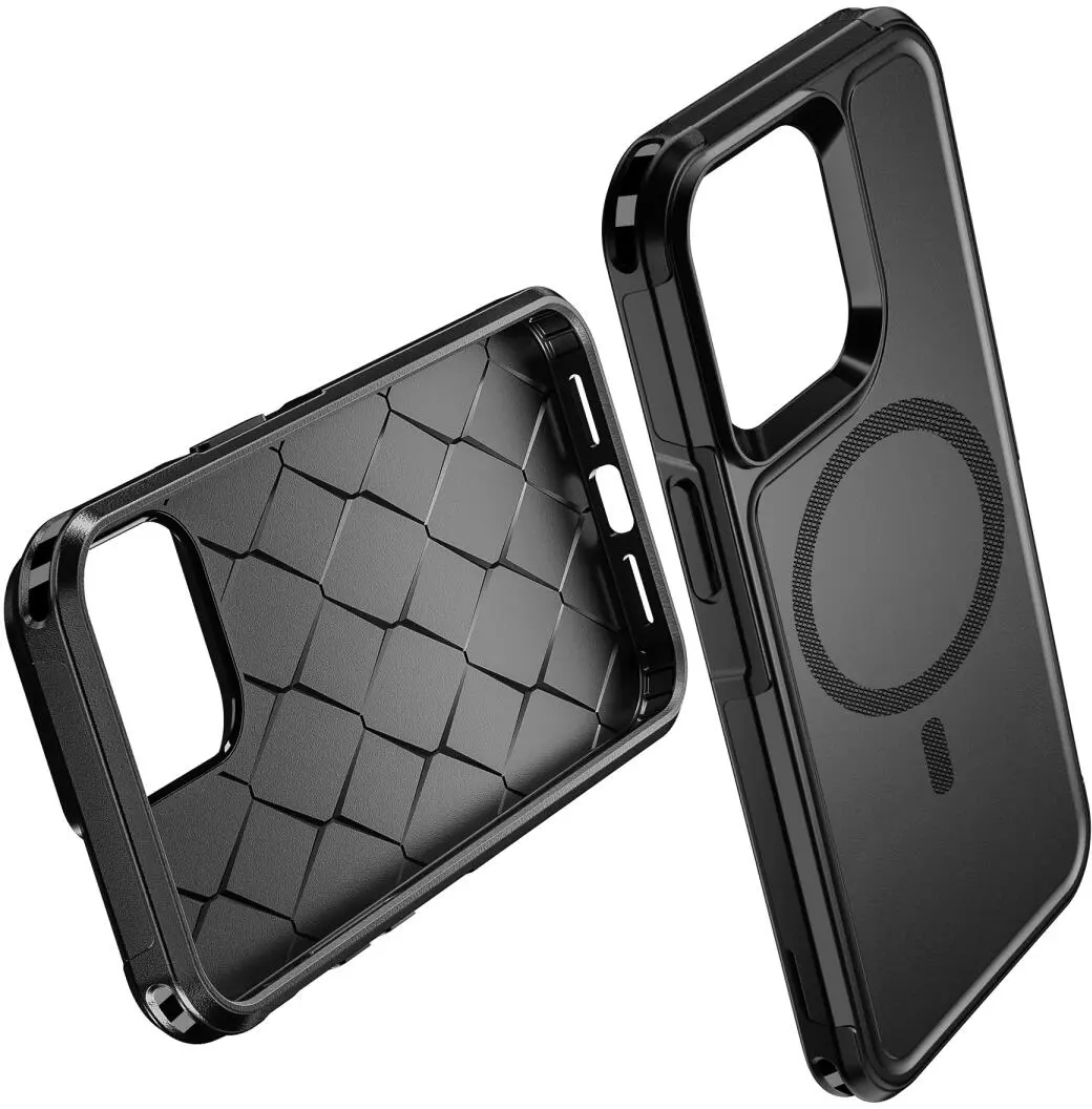 Apple iPhone 14 Pro Hoesje Dual-Layer Hybride Back Cover met MagSafe Zwart afbeelding 8
