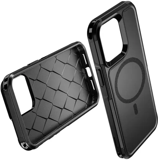 Apple iPhone 14 Pro Hoesje Dual-Layer Hybride Back Cover met MagSafe Zwart afbeelding 8