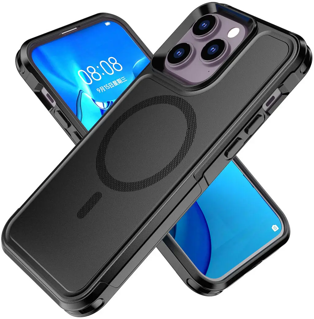 Apple iPhone 14 Pro Max Hoesje Dual-Layer Hybride Back Cover met MagSafe Zwart afbeelding 1