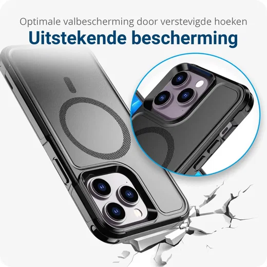 Apple iPhone 14 Pro Max Hoesje Dual-Layer Hybride Back Cover met MagSafe Zwart afbeelding 3