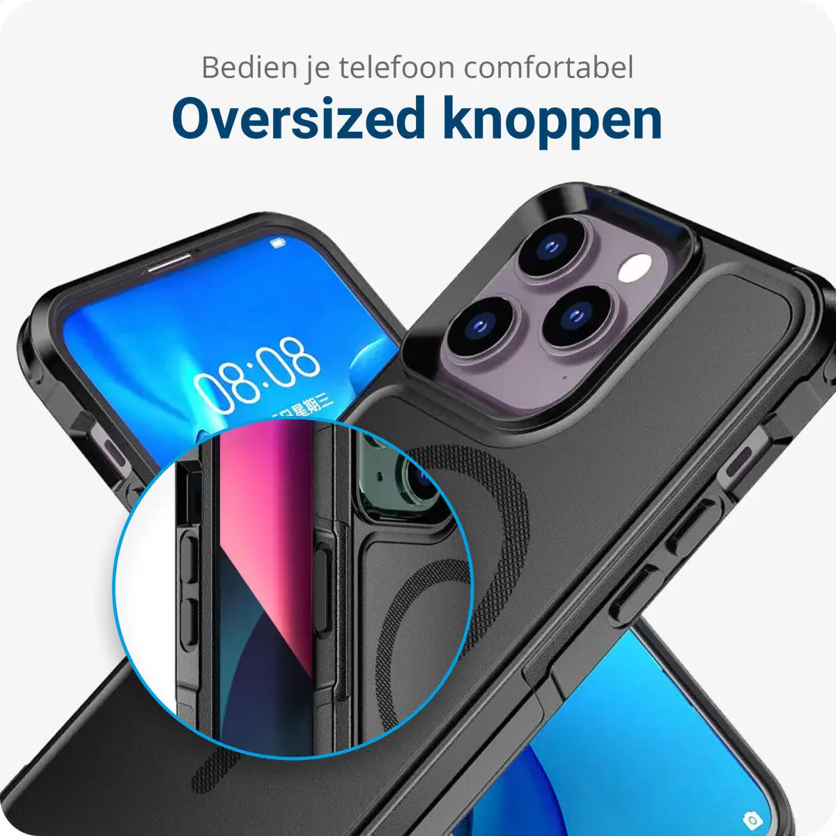 Apple iPhone 14 Pro Max Hoesje Dual-Layer Hybride Back Cover met MagSafe Zwart afbeelding 4