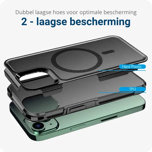 Apple iPhone 14 Pro Max Hoesje Dual-Layer Hybride Back Cover met MagSafe Zwart afbeelding 5
