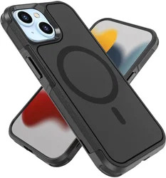 Apple iPhone 15 Hoesje Dual-Layer Hybride Back Cover met MagSafe Zwart afbeelding