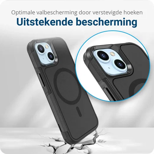 Apple iPhone 15 Hoesje Dual-Layer Hybride Back Cover met MagSafe Zwart afbeelding 3