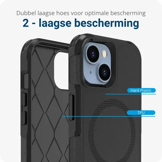 Apple iPhone 15 Hoesje Dual-Layer Hybride Back Cover met MagSafe Zwart afbeelding 4