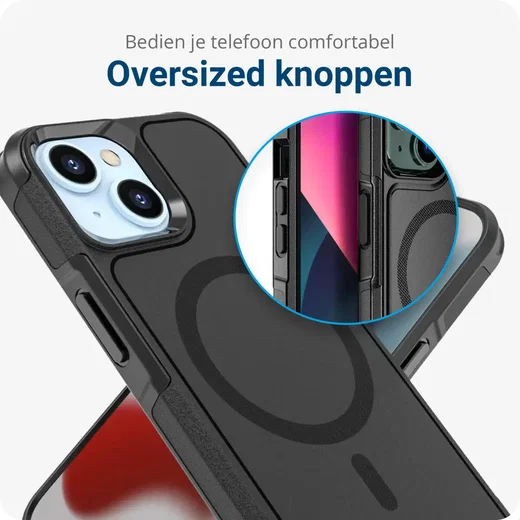 Apple iPhone 15 Hoesje Dual-Layer Hybride Back Cover met MagSafe Zwart afbeelding 5