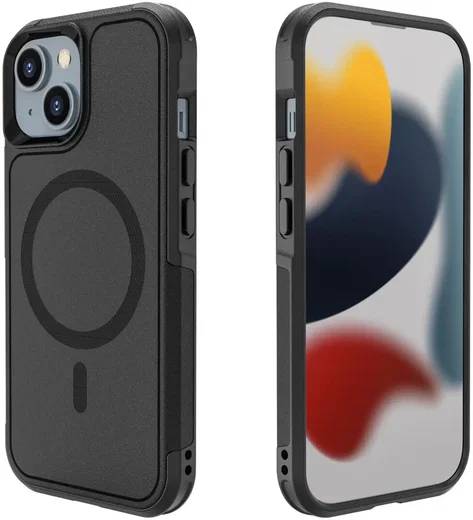 Apple iPhone 15 Hoesje Dual-Layer Hybride Back Cover met MagSafe Zwart afbeelding 11