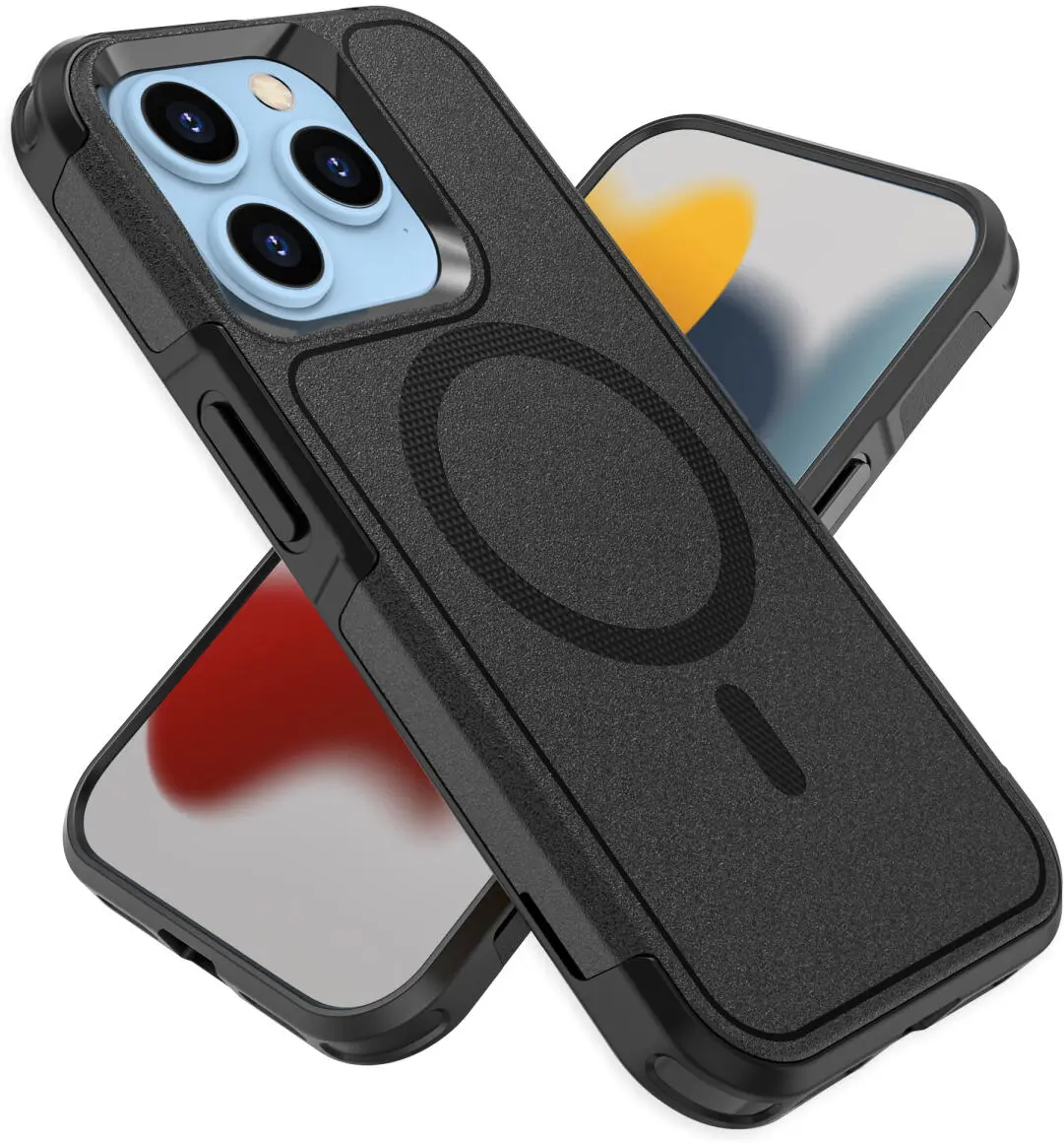 Apple iPhone 15 Pro Hoesje Dual-Layer Hybride Back Cover met MagSafe Zwart afbeelding 2