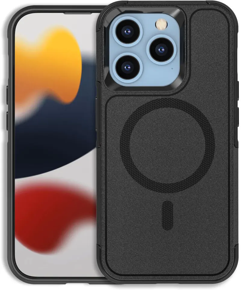 Apple iPhone 15 Pro Hoesje Dual-Layer Hybride Back Cover met MagSafe Zwart afbeelding 1