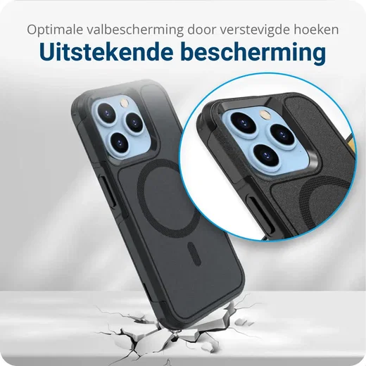 Apple iPhone 15 Pro Hoesje Dual-Layer Hybride Back Cover met MagSafe Zwart afbeelding 3