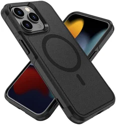 Apple iPhone 15 Pro Max Hoesje Dual-Layer Hybride Back Cover met MagSafe Zwart afbeelding