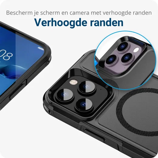 Apple iPhone 15 Pro Max Hoesje Dual-Layer Hybride Back Cover met MagSafe Zwart afbeelding 3