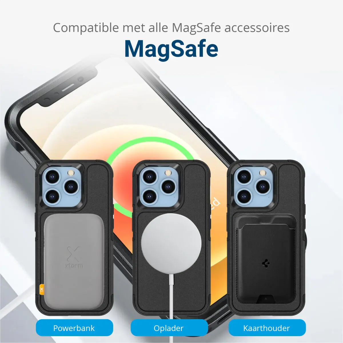 Apple iPhone 15 Pro Max Hoesje Dual-Layer Hybride Back Cover met MagSafe Zwart afbeelding 6