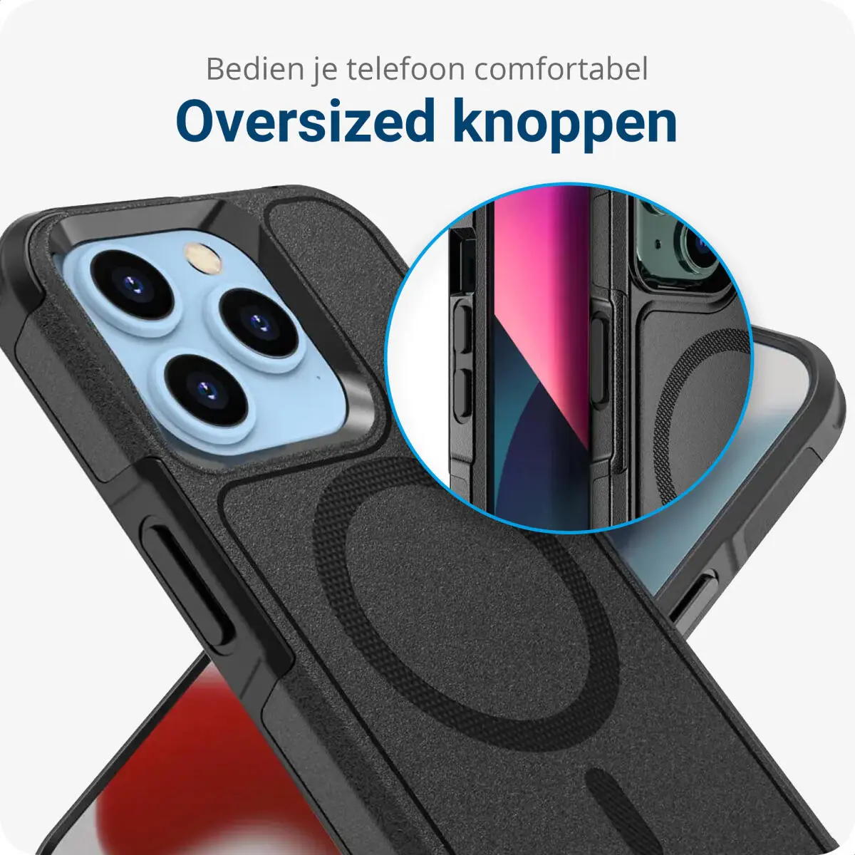 Apple iPhone 15 Pro Max Hoesje Dual-Layer Hybride Back Cover met MagSafe Zwart afbeelding 8