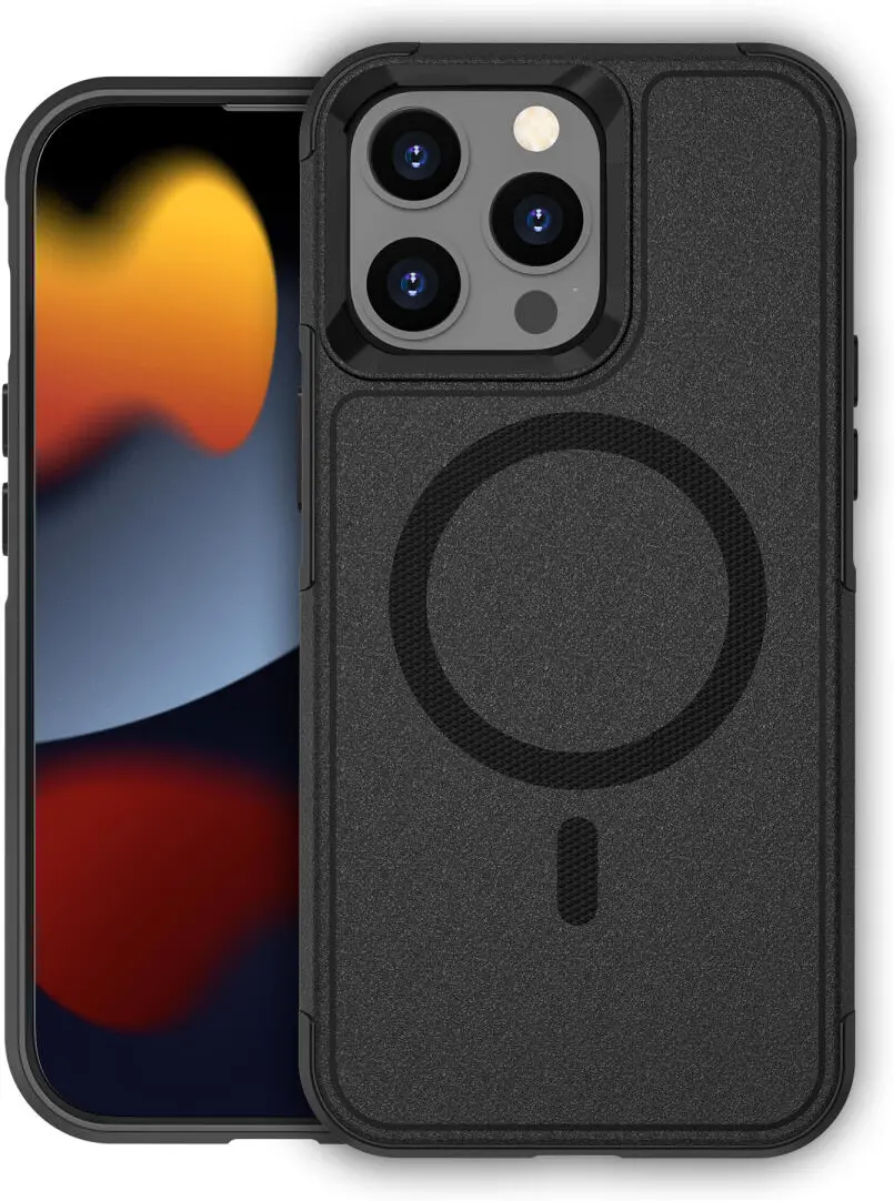 Apple iPhone 15 Pro Max Hoesje Dual-Layer Hybride Back Cover met MagSafe Zwart afbeelding 10
