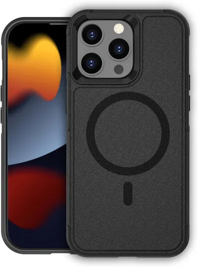 Apple iPhone 15 Pro Max Hoesje Dual-Layer Hybride Back Cover met MagSafe Zwart afbeelding 10