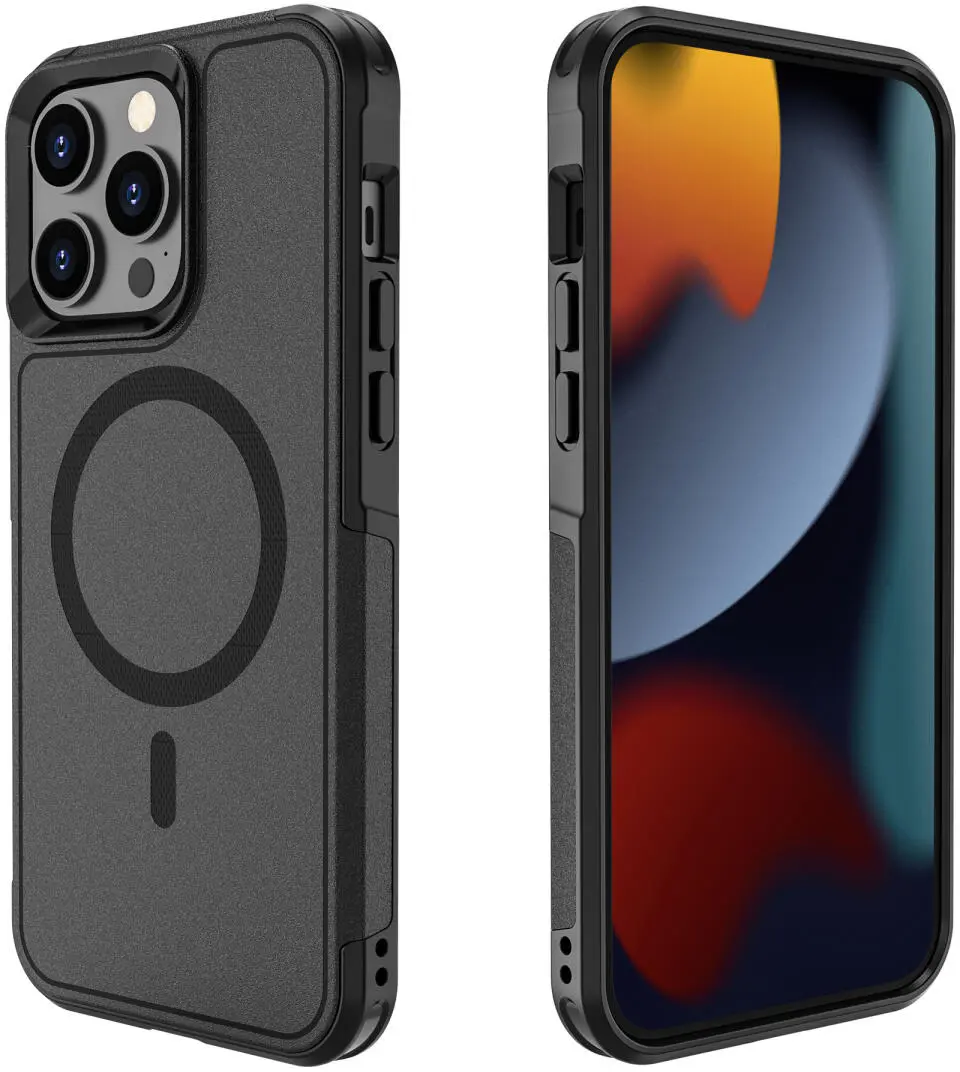 Apple iPhone 15 Pro Max Hoesje Dual-Layer Hybride Back Cover met MagSafe Zwart afbeelding 12