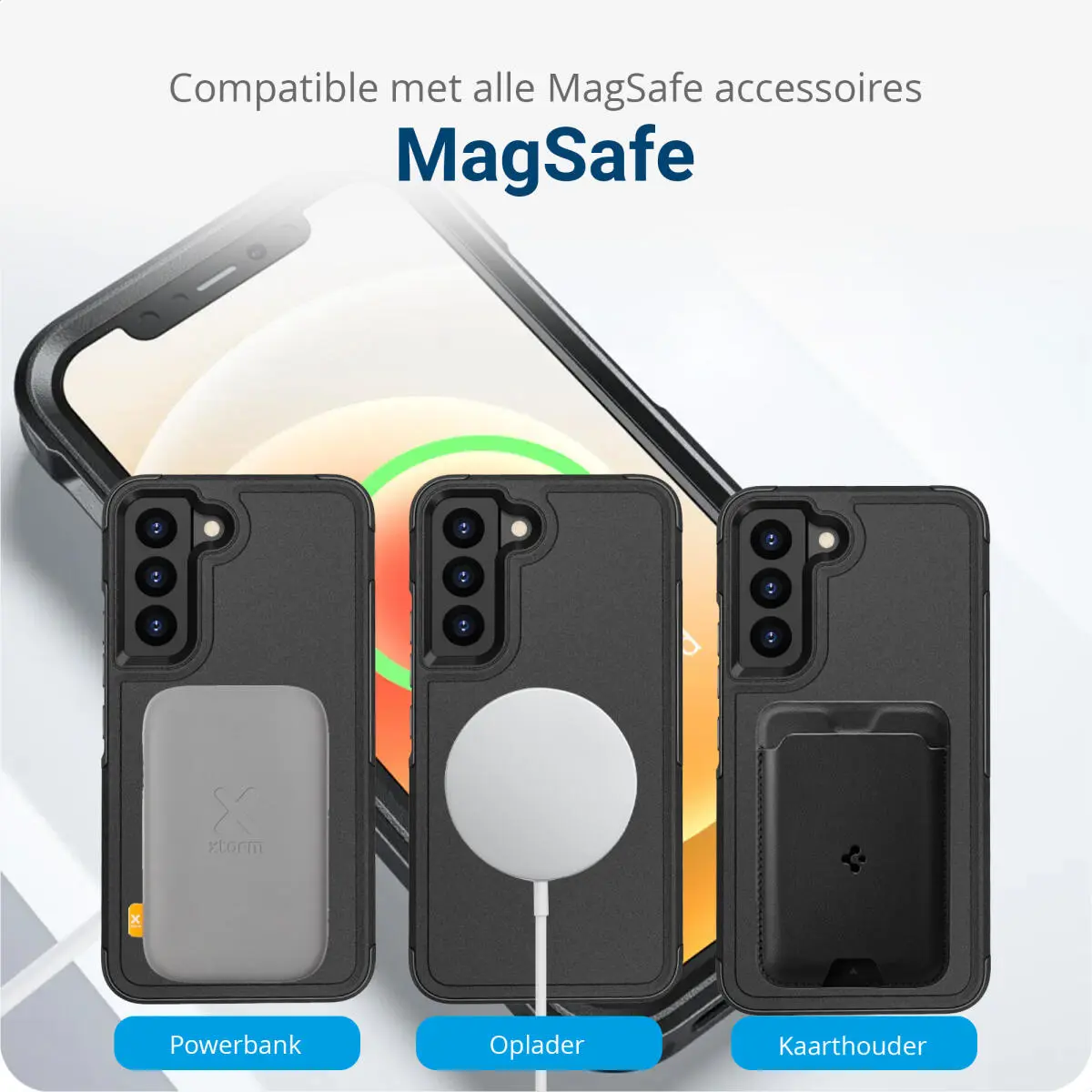 Samsung Galaxy S22 Hoesje Dual-Layer Hybride Back Cover met MagSafe Zwart afbeelding 5