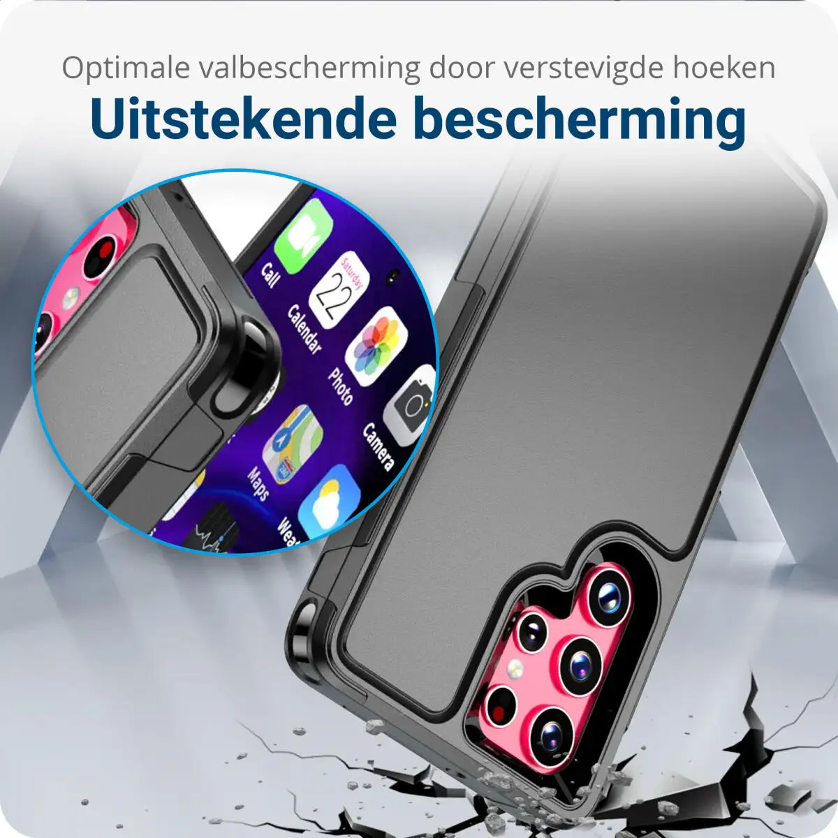 Samsung Galaxy S22 Ultra Hoesje Dual-Layer Hybride Back Cover met MagSafe Zwart afbeelding 2