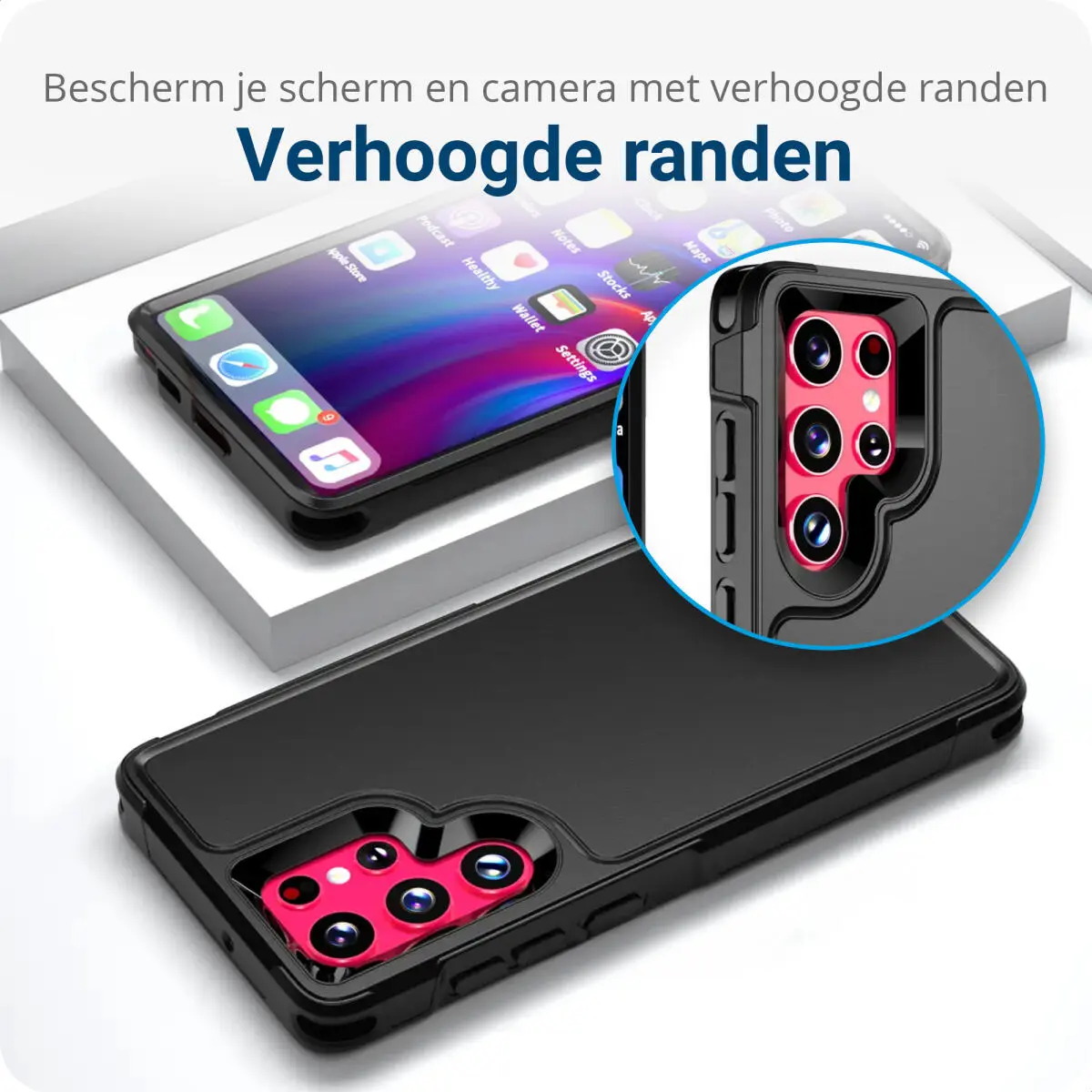Samsung Galaxy S22 Ultra Hoesje Dual-Layer Hybride Back Cover met MagSafe Zwart afbeelding 3