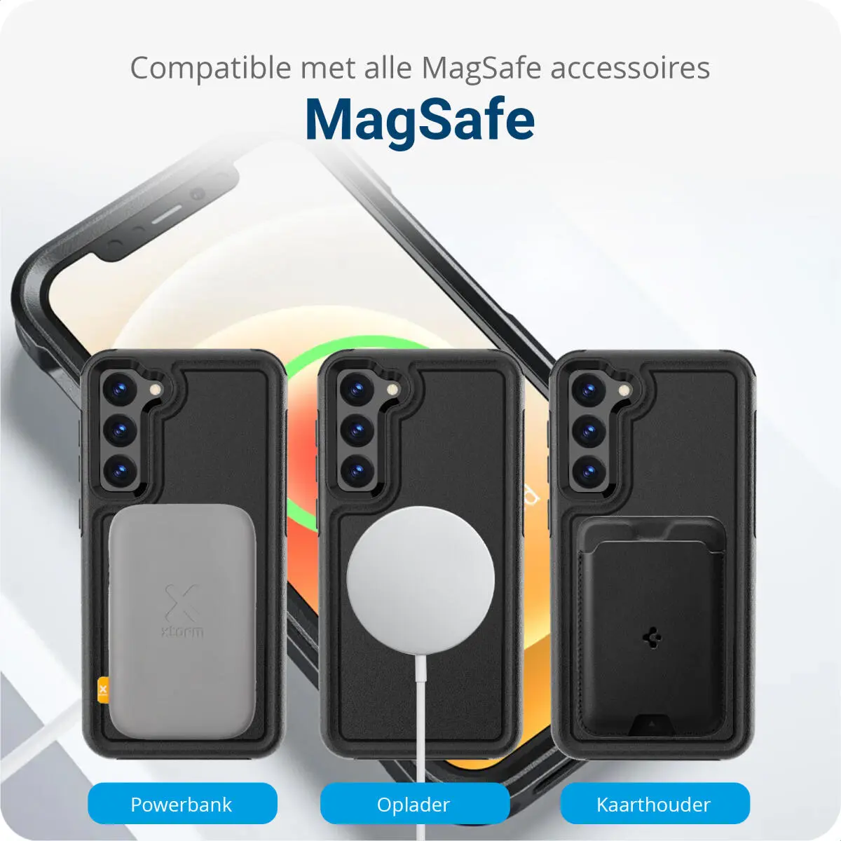 Samsung Galaxy S23 Hoesje Dual-Layer Hybride Back Cover met MagSafe Zwart afbeelding 5