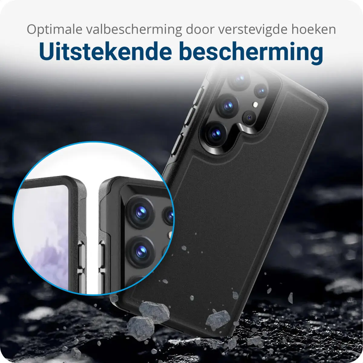 Samsung Galaxy S23 Ultra Hoesje Dual-Layer Hybride Back Cover met MagSafe Zwart afbeelding 2