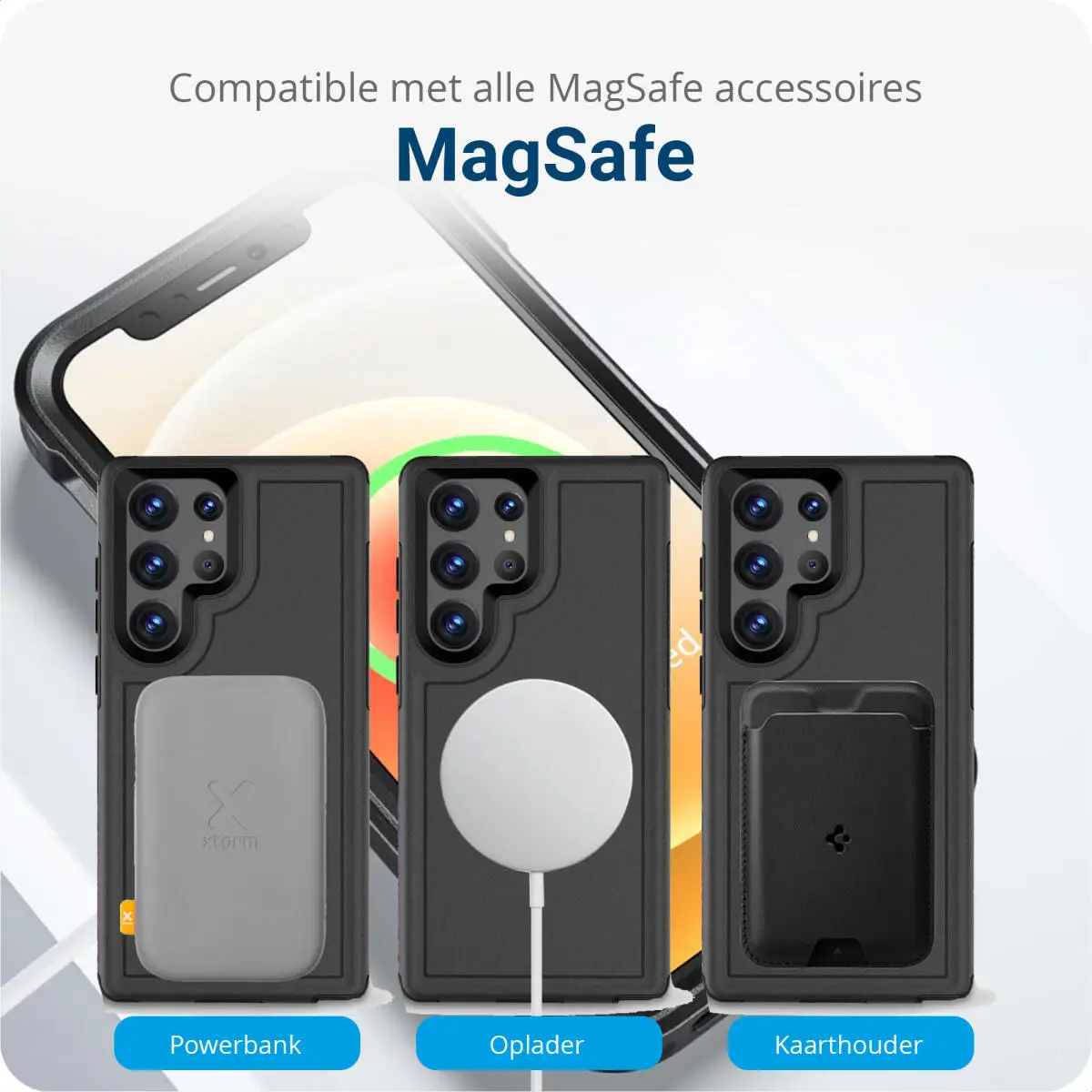 Samsung Galaxy S23 Ultra Hoesje Dual-Layer Hybride Back Cover met MagSafe Zwart afbeelding 5